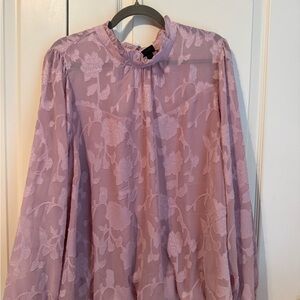 Torrid Pink Dusty Rose Floral Sheer Blouse with Bubble Hem NWT
